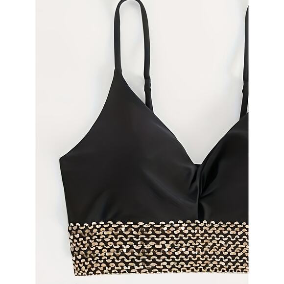 Black Sequin Bikini for Women High Waist, Sexy, Elegant Swimwear - Picture 7 of 7